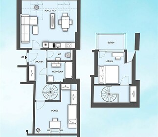 Svěží bytová jednotka č. 61 - mezonet