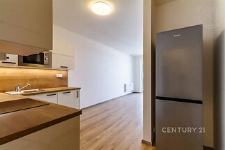 kuchyně s dřevěná podlaha, dřez, a bílé skříně