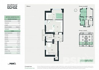 Bytová jednotka č. 11 o dispozici 2+1 a podlahové ploše 56,9 m²