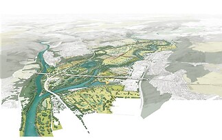 Vizualizace plánovaného parku Soutok – zdroj: IPR Praha / hl. m. Praha (ilustrační)