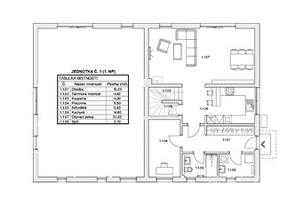 Půdorys místností 1. NP