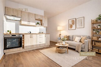 Vizualizace kuchyň + obývací pokoj