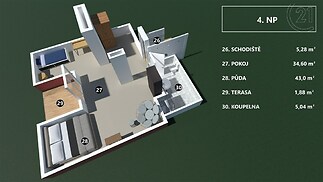 půdorys 3.patro / obyvatelné podkroví