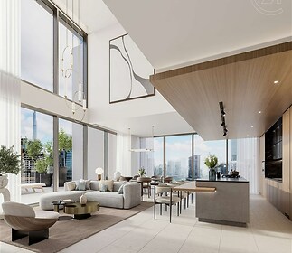 One River Point - duplex living and dining