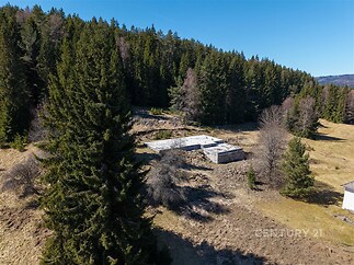 Prázdný stavební pozemek obklopený lesy, ideální pro výstavbu. Klidná lokalita, přírodní prostředí, možnost venkovního využití.