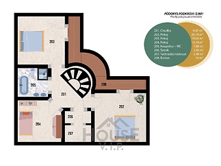 PŮDORYS PODKROVI 2.NP