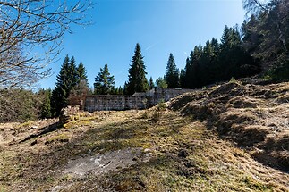 Část stavebního pozemku obklopeného lesem s mírně svažitým terénem, ideální pro dřevostavbu či ekologický dům, klidná lokalita.
