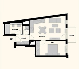Prostorný byt 2+kk s balkonem