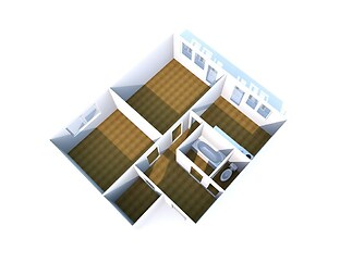 Podkrovní byt s parketovou podlahou, velkými okny a moderním interiérem. Prosvětlený prostor nabízí komfortní bydlení ve světlém stylu.