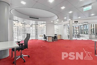 Kancelář s výhledem na Vltavu a Pražský hrad v ikonickém Tančícím domě