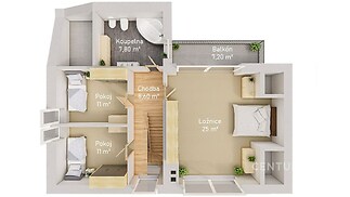 Půdorys podkroví var. dva dětské pokoje