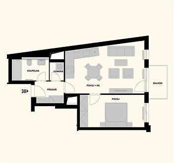 Prostorný byt 2+kk s balkonem
