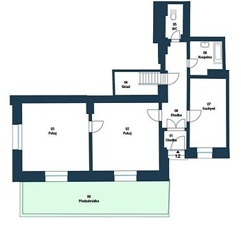 Prostorný byt 2+1 s předzahrádkou