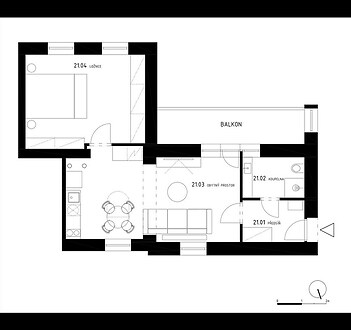 Prodej apartmánu č. 21, 2+kk, 62,4 m² ve stavu FIT OUT