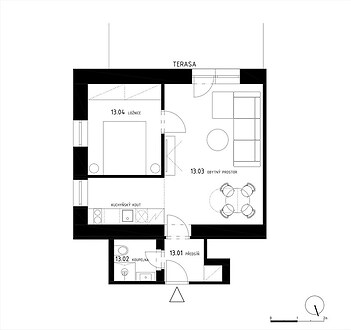 Prodej apartmánu č. 13, 2+kk, 61,1 m² ve stavu FIT OUT včetně kompletního vybavení