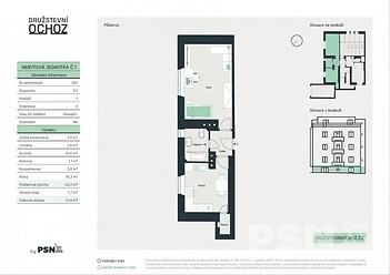 Nebytová jednotka č. 1 o dispozici 1+1 a podlahové ploše 40,2 m²